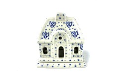 A07 Bunzlau Kerst huisje 15cm 1411 Waxinelichthouder